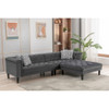 Lilola Home Mary Dark Gray Velvet Tufted Sofa Ottoman Living Room Set With 4 Accent Pillows 89223-SO
