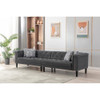 Lilola Home Mary Dark Gray Velvet Tufted Sofa With Accent 4 Pillows 89223-S