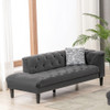 Lilola Home Mary Dark Gray Velvet Tufted Chaise With 1 Accent Pillow 89223-CH
