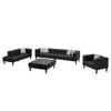 Lilola Home Sarah Black Vegan Leather Tufted Sofa Chaise Chair Ottoman Living Room Set With 6 Accent Pillows 89224
