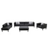 Lilola Home Sarah Black Vegan Leather Tufted Sofa Chaise Chair Ottoman Living Room Set With 6 Accent Pillows 89224
