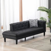 Lilola Home Sarah Black Vegan Leather Tufted Sofa Chaise Chair Ottoman Living Room Set With 6 Accent Pillows 89224
