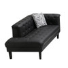 Lilola Home Sarah Black Vegan Leather Tufted Sofa Chaise Chair Ottoman Living Room Set With 6 Accent Pillows 89224
