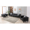 Lilola Home Sarah Black Vegan Leather Tufted Sofa 2 Chairs Living Room Set With 6 Accent Pillows 89224-SCC
