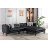 Lilola Home Sarah Black Vegan Leather Tufted Sofa Ottoman Living Room Set With 4 Accent Pillows 89224-SO
