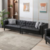 Lilola Home Sarah Black Vegan Leather Tufted Sofa With 4 Accent Pillows 89224-S
