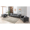 Lilola Home Sarah Gray Vegan Leather Tufted Sofa 2 Chairs Living Room Set With 6 Accent Pillows 89225-SCC