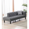 Lilola Home Sarah Gray Vegan Leather Tufted Chaise With 1 Accent Pillow 89225-CH
