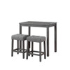 Lilola Home Lux Gray 3 Piece Counter Height 36" Pub Table Set with Tufted Gray Linen Stools 30011
