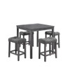 Lilola Home Lucian Gray 5 Piece Counter Height 36" Pub Table Set with Tufted Gray Linen Stools 30013
