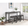 Lilola Home Oriana Gray 4 Piece Counter Height 36" Pub Table Set with Tufted Gray Linen Stools 30015
