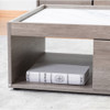 Lilola Home Apollo Gray Oak Finish Coffee Table with Faux Marble Finish Top with Drawer 98874
