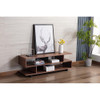 Lilola Home Iris Brown Walnut Finish TV Stand with 2 Levels of Shelves and Black Legs 97001
