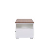 Lilola Home Luna White Coffee Table with Brown Walnut Finish Lift Top, 2 Drawers, and 2 Shelves 98877
