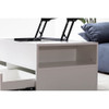 Lilola Home Luna White Coffee Table with Brown Walnut Finish Lift Top, 2 Drawers, and 2 Shelves 98877
