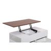 Lilola Home Luna White Coffee Table with Brown Walnut Finish Lift Top, 2 Drawers, and 2 Shelves 98877
