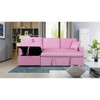 Lilola Home Paisley Pink Linen Fabric Reversible Sleeper Sectional Sofa with Storage Chaise  81410PK
