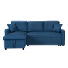 Lilola Home Paisley Blue Linen Fabric Reversible Sleeper Sectional Sofa with Storage Chaise 81410BU