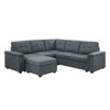 Lilola Home Isla Gray Woven Fabric 6-Seater Sectional Sofa with Ottoman 81804-1A
