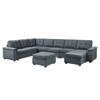 Lilola Home Isla Gray Woven Fabric 9-Seater Sectional Sofa with Ottomans 81804-2A
