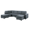 Lilola Home Isla Gray Woven Fabric 7-Seater Sectional Sofa with Ottomans 81804-3A
