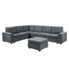 Lilola Home Isla Gray Woven Fabric 7-Seater Sectional Sofa with Ottoman 81804-4A
