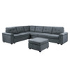Lilola Home Isla Gray Woven Fabric 7-Seater Sectional Sofa with Ottoman 81804-4C
