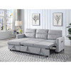 Lilola Home Ruby Light Gray Velvet Reversible Sleeper Sectional Sofa with Storage Chaise and Side Pocket 889331LG
