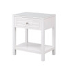 Lilola Home Dylan White Wooden End Side Table Nightstand with Glass Top and Drawer 98003WT
