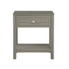 Lilola Home Dylan Taupe Wooden End Side Table Nightstand with Glass Top and Drawer 98003TP
