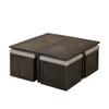 Lilola Home Trinity Espresso MDF Coffee Cocktail Table with 4 Ottomans 98010
