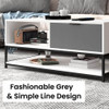 Lilola Home Watson White and Gray Wood Coffee Table Steel Frame with Shelves and Drawer 52973
