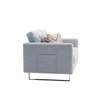 Lilola Home Victoria Light Gray Linen Fabric Loveseat with Metal Legs, Side Pockets, and Pillows 88865LG-L
