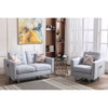 Lilola Home Victoria Light Gray Linen Fabric Loveseat Chair Living Room Set with Metal Legs, Side Pockets, and Pillows 88865LG
