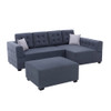 Lilola Home Ordell Dark Gray Linen Fabric Sectional Sofa with Right Facing Chaise Ottoman and Pillows 89717
