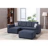 Lilola Home Ordell Dark Gray Linen Fabric Sectional Sofa with Left Facing Chaise Ottoman and Pillows 89718
