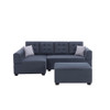 Lilola Home Ordell Dark Gray Linen Fabric Sectional Sofa with Left Facing Chaise Ottoman and Pillows 89718

