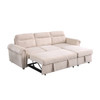Lilola Home Ashton Beige Velvet Fabric Reversible Sleeper Sectional Sofa Chaise 87800BE
