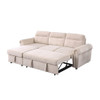 Lilola Home Ashton Beige Velvet Fabric Reversible Sleeper Sectional Sofa Chaise 87800BE
