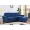 Lilola Home Ashton Blue Velvet Fabric Reversible Sleeper Sectional Sofa Chaise 87800BU
