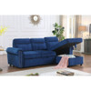 Lilola Home Ashton Blue Velvet Fabric Reversible Sleeper Sectional Sofa Chaise 87800BU
