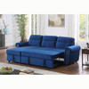 Lilola Home Ashton Blue Velvet Fabric Reversible Sleeper Sectional Sofa Chaise 87800BU
