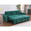 Lilola Home Ashton Green Velvet Fabric Reversible Sleeper Sectional Sofa Chaise 87800GN
