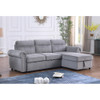 Lilola Home Ashton Gray Velvet Fabric Reversible Sleeper Sectional Sofa Chaise 87800GY
