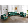 Lilola Home Theo Green Velvet Sofa Loveseat Chair Living Room Set with Pillows 81359GN
