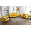 Lilola Home Theo Yellow Velvet Sofa Loveseat Chair Living Room Set with Pillows 81359YW
