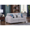Lilola Home Cooper Light Gray Linen Loveseat with Cupholder 89131-12
