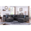 Lilola Home Cooper Dark Gray Linen 7Pc Modular Sectional Sofa Chaise with Ottoman and Cupholder 89132-1
