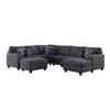 Lilola Home Cooper Dark Gray Linen 7Pc Modular Sectional Sofa Chaise with Ottoman and Cupholder 89132-1
