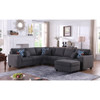 Lilola Home Cooper Dark Gray Linen 7Pc Reversible L-Shape Sectional Sofa with Ottoman and Cupholder 89132-2B
